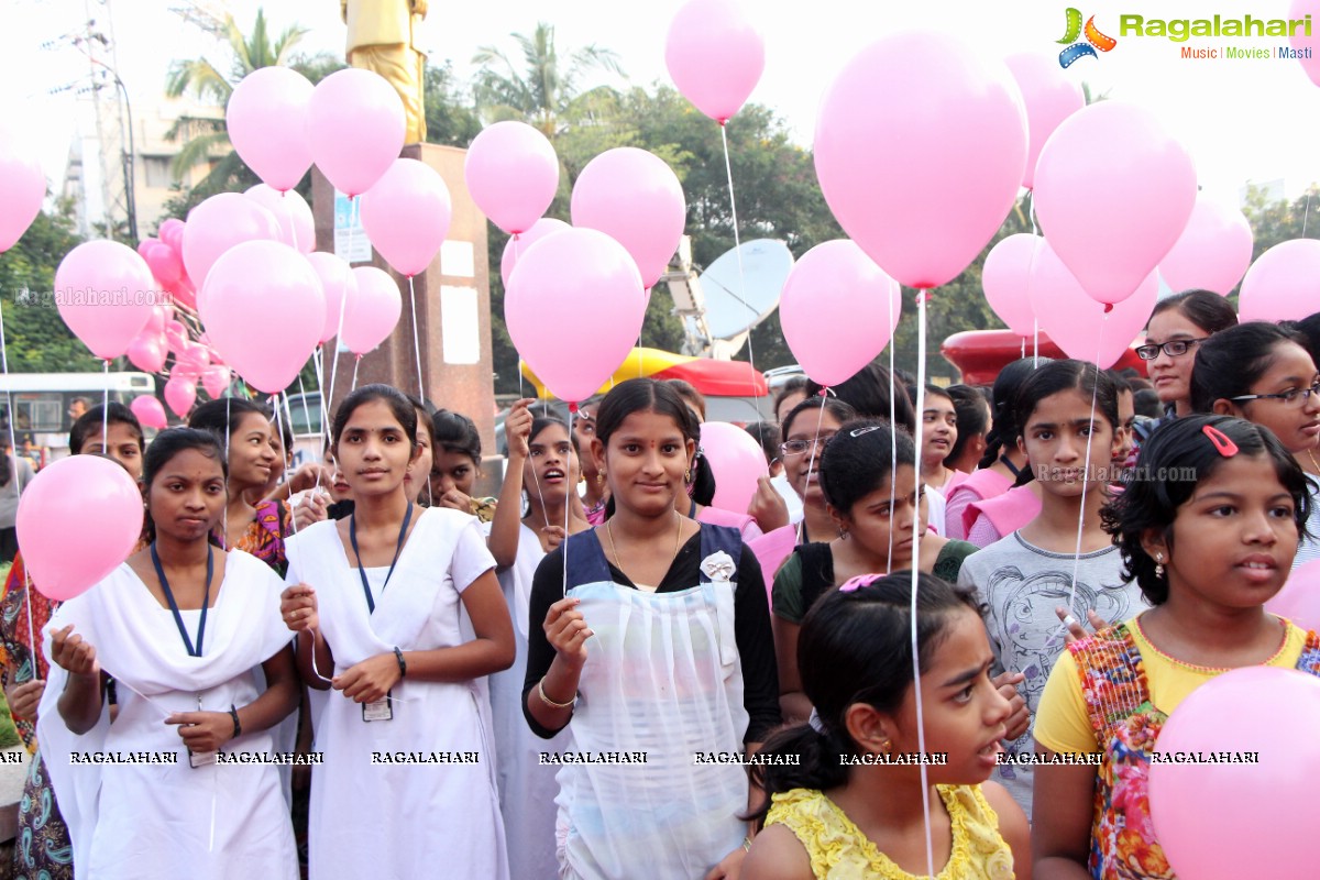 Balakrishna and Anjali at Pink Ribbon Breast Cancer Awareness Walk at KBR Park, Hyderabad