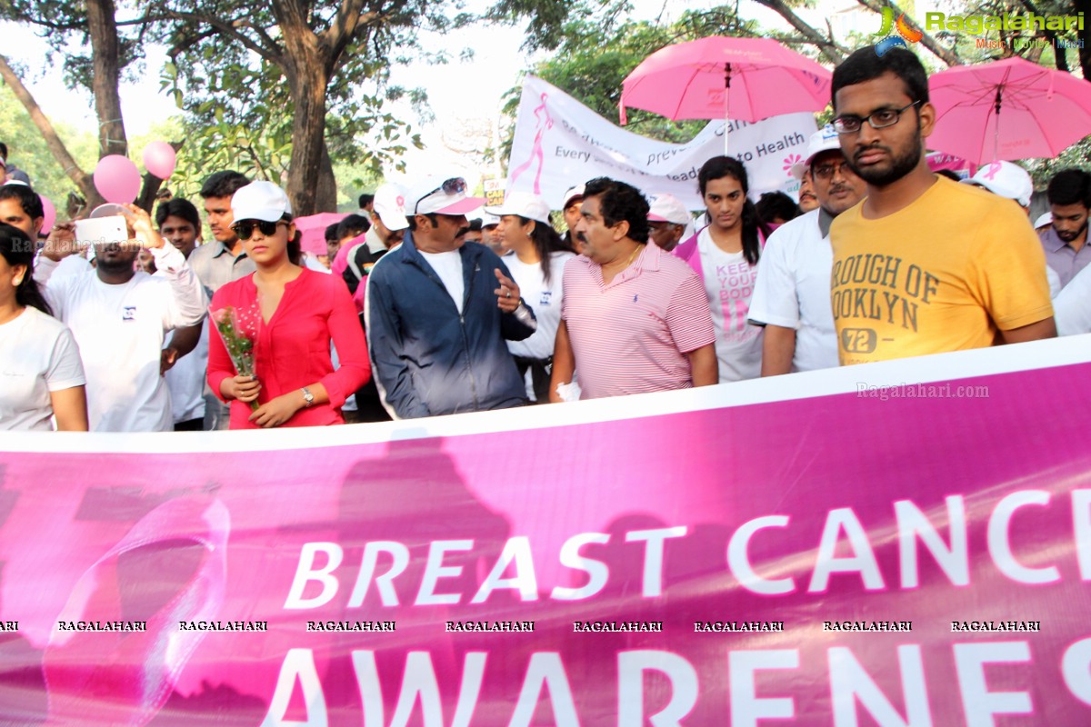 Balakrishna and Anjali at Pink Ribbon Breast Cancer Awareness Walk at KBR Park, Hyderabad