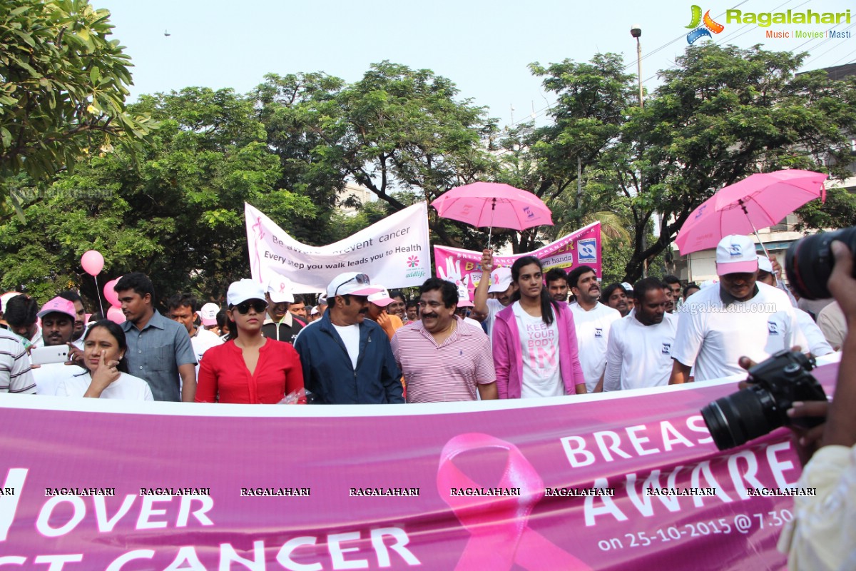 Balakrishna and Anjali at Pink Ribbon Breast Cancer Awareness Walk at KBR Park, Hyderabad