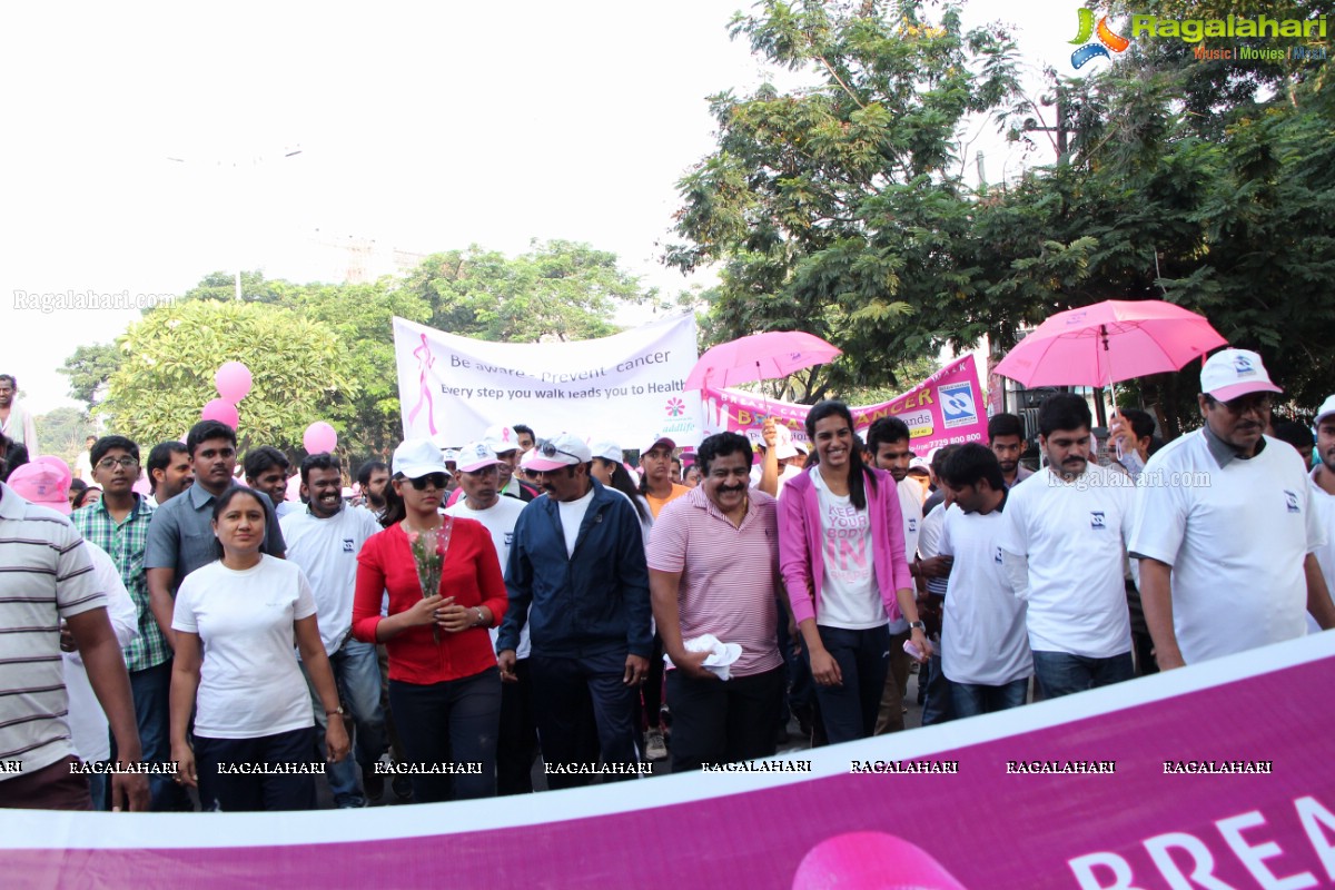 Balakrishna and Anjali at Pink Ribbon Breast Cancer Awareness Walk at KBR Park, Hyderabad