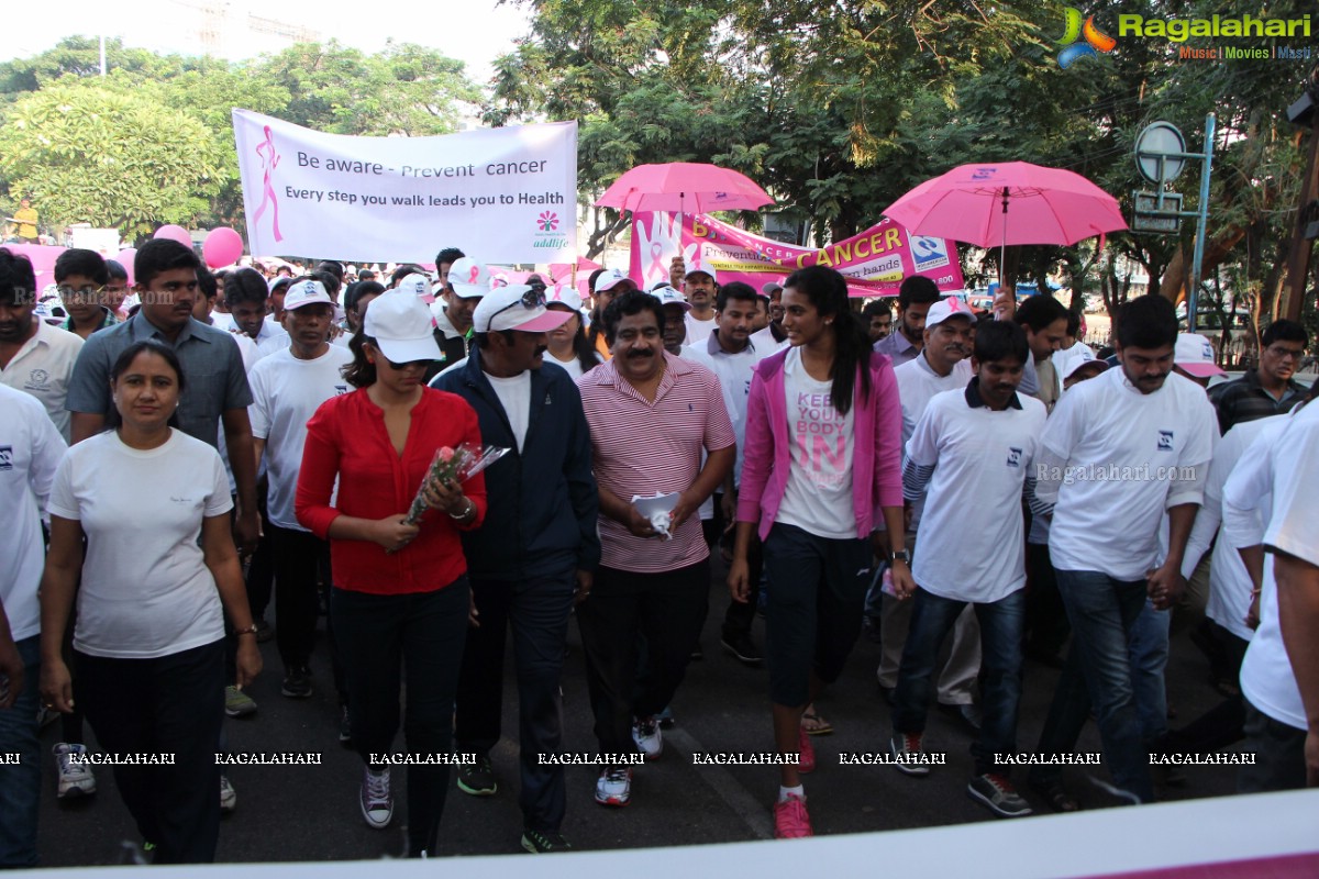 Balakrishna and Anjali at Pink Ribbon Breast Cancer Awareness Walk at KBR Park, Hyderabad