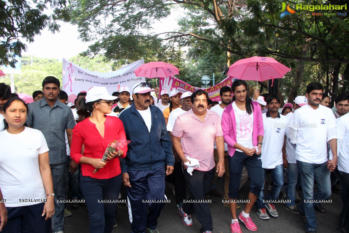 Balakrishna and Anjali at Pink Ribbon Breast Cancer Awareness Walk at KBR Park, Hyderabad