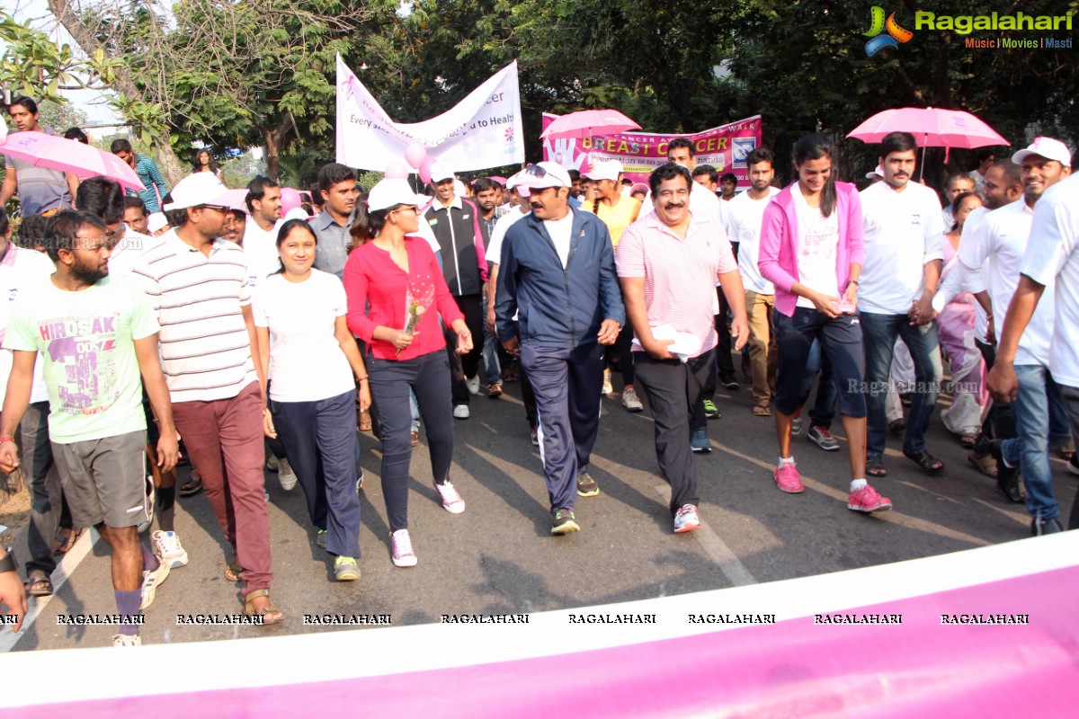 Balakrishna and Anjali at Pink Ribbon Breast Cancer Awareness Walk at KBR Park, Hyderabad