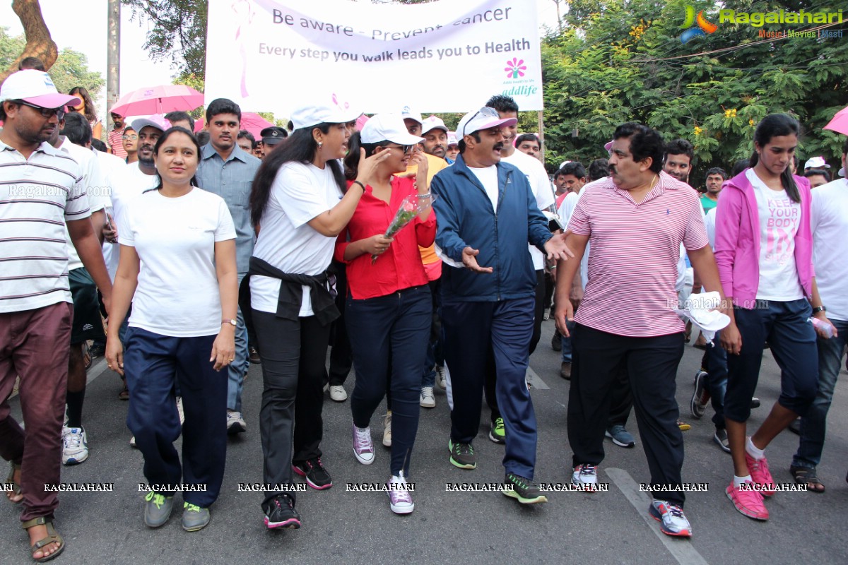 Balakrishna and Anjali at Pink Ribbon Breast Cancer Awareness Walk at KBR Park, Hyderabad