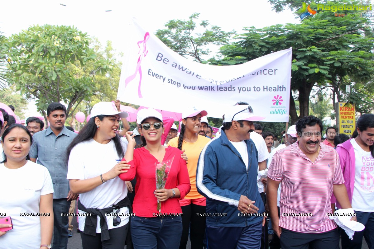 Balakrishna and Anjali at Pink Ribbon Breast Cancer Awareness Walk at KBR Park, Hyderabad