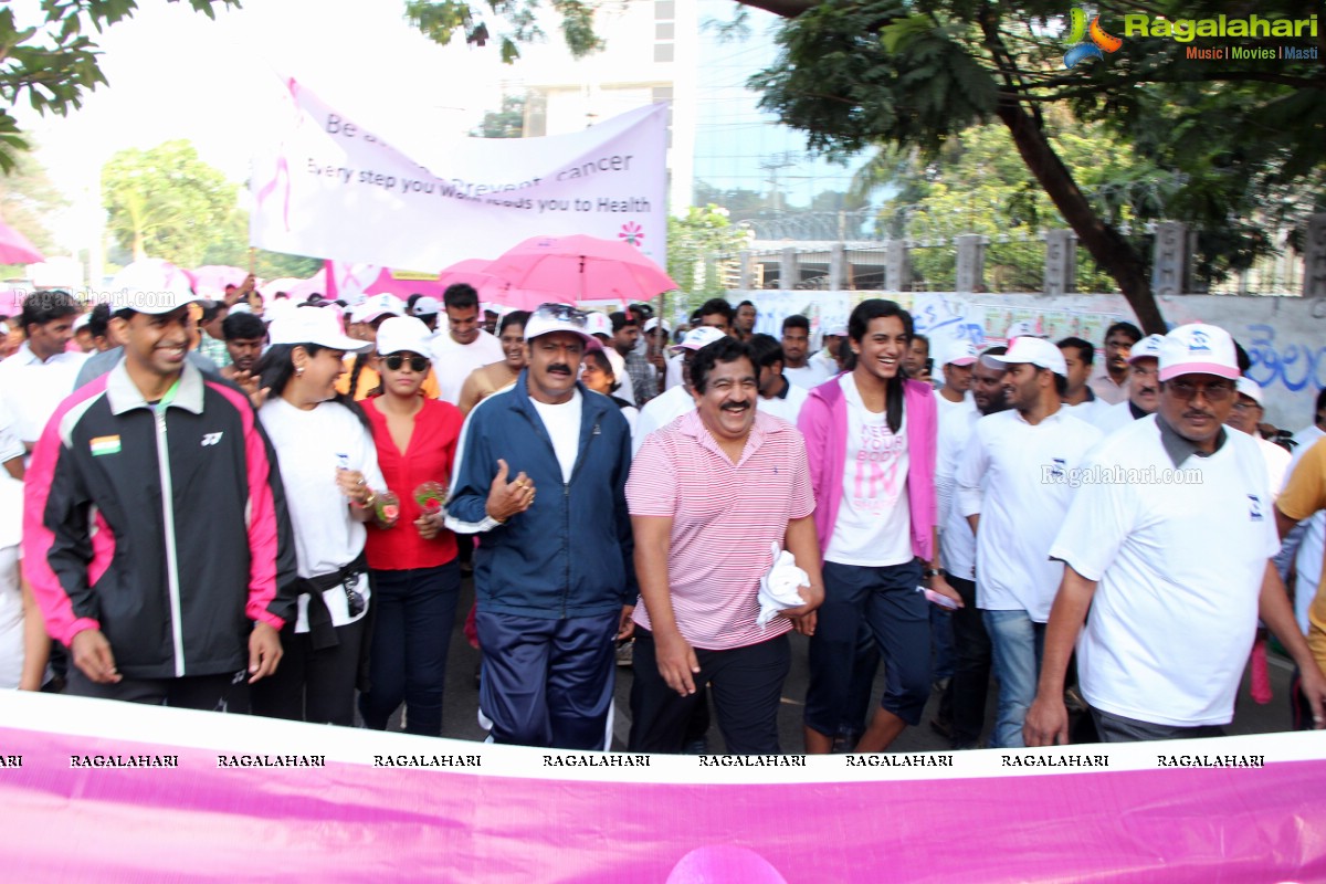 Balakrishna and Anjali at Pink Ribbon Breast Cancer Awareness Walk at KBR Park, Hyderabad