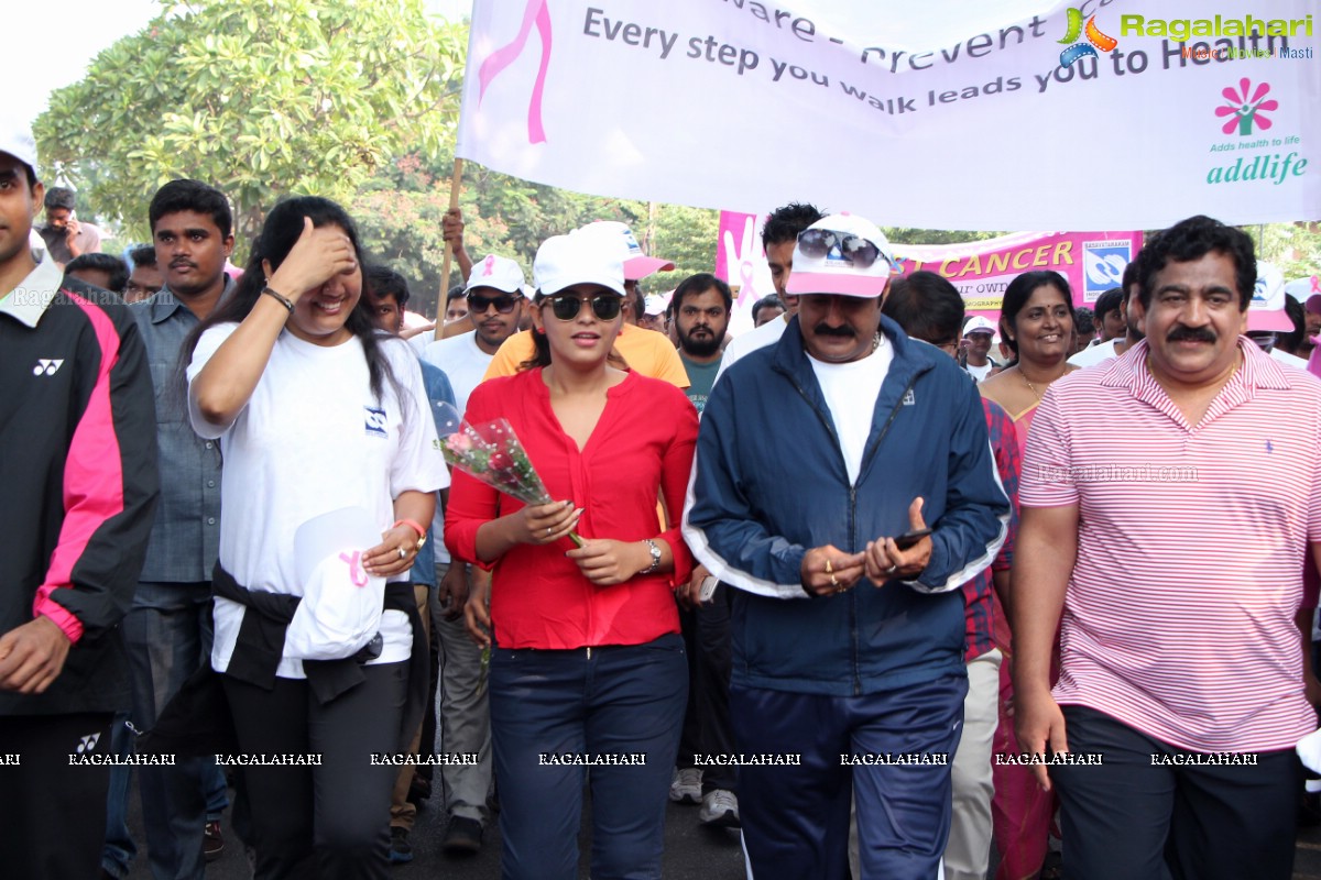 Balakrishna and Anjali at Pink Ribbon Breast Cancer Awareness Walk at KBR Park, Hyderabad