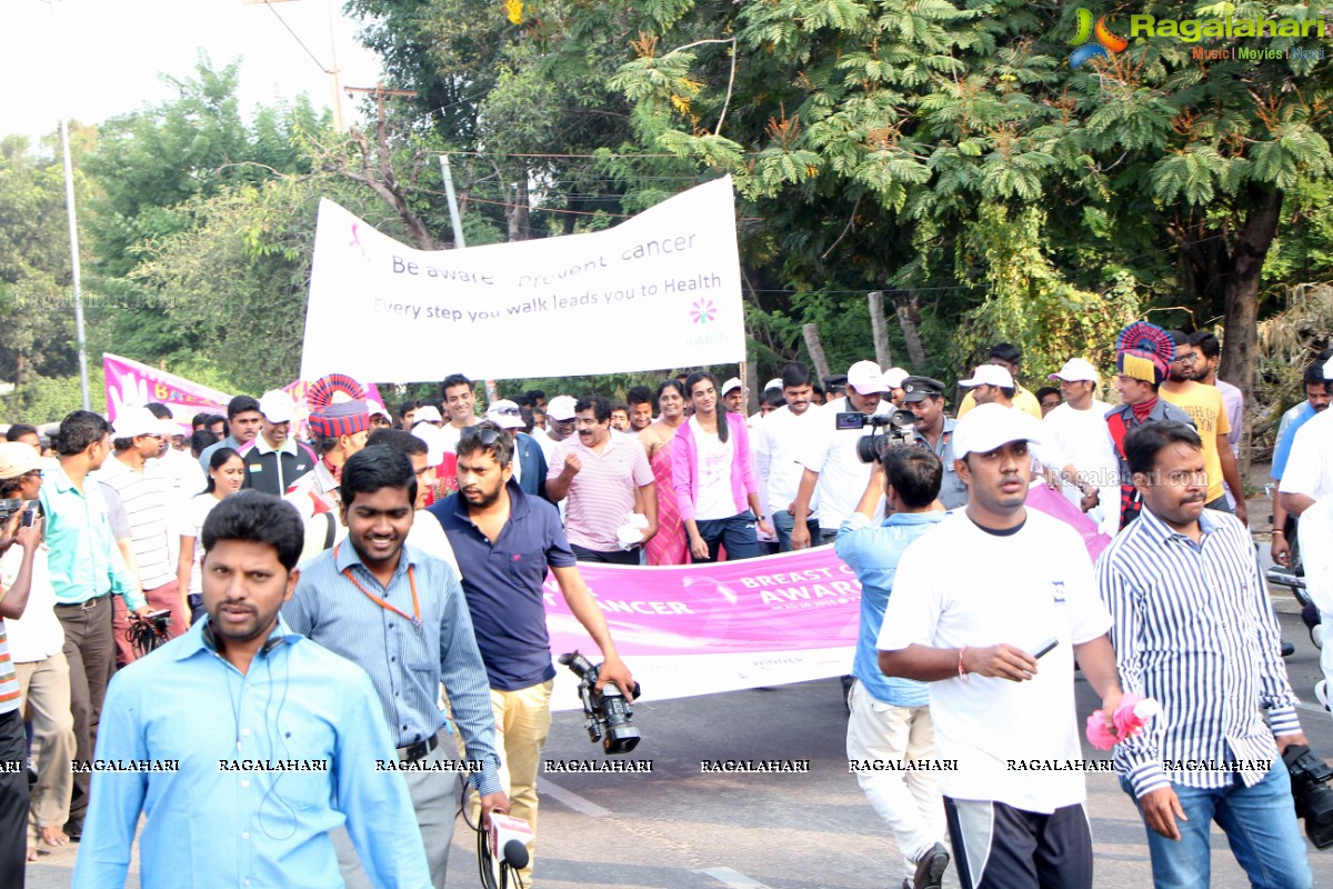 Balakrishna and Anjali at Pink Ribbon Breast Cancer Awareness Walk at KBR Park, Hyderabad