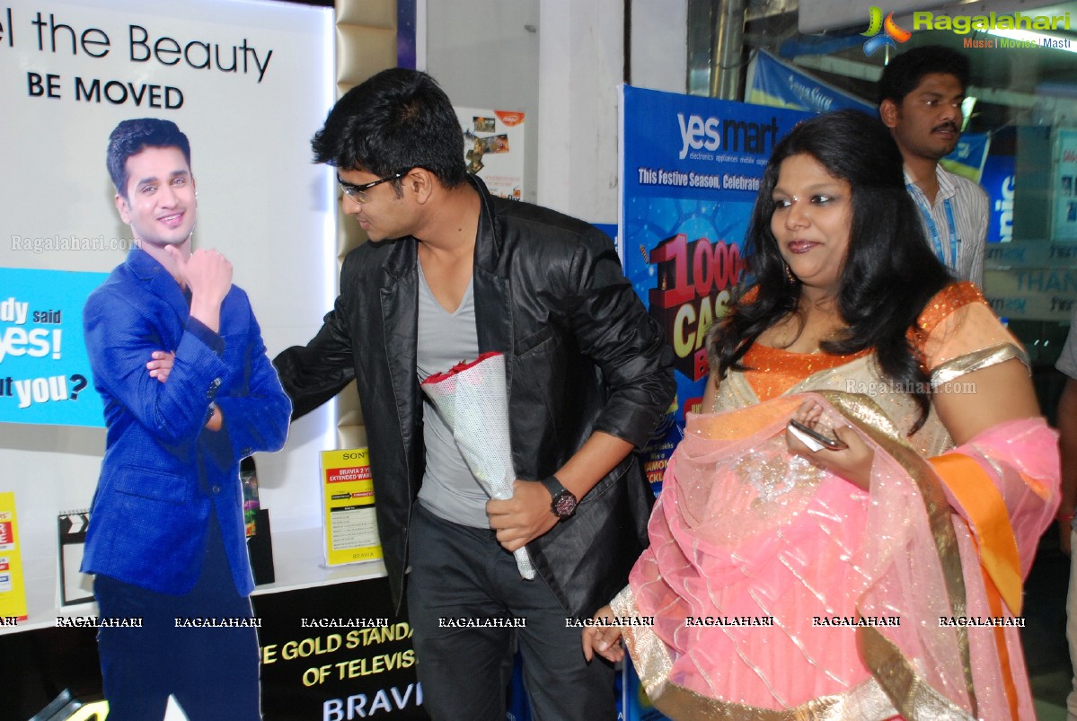 Yes Mart Ad Launch and Showroom Visit by Nikhil Siddharth and Director Srivas, Hyderabad