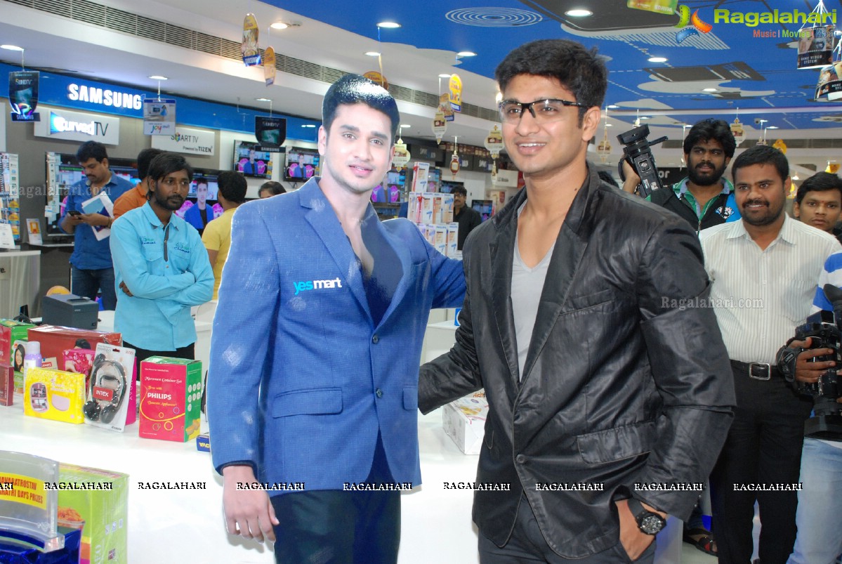 Yes Mart Ad Launch and Showroom Visit by Nikhil Siddharth and Director Srivas, Hyderabad