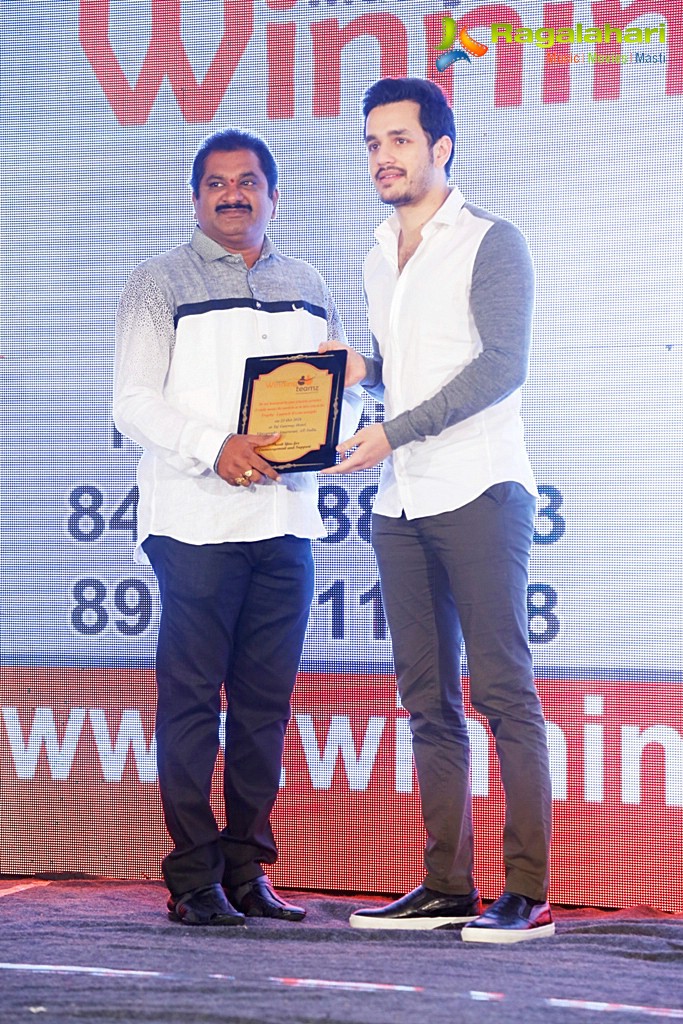 Akhil Akkineni at Trophy Launch of Quizearch, Vijayawada