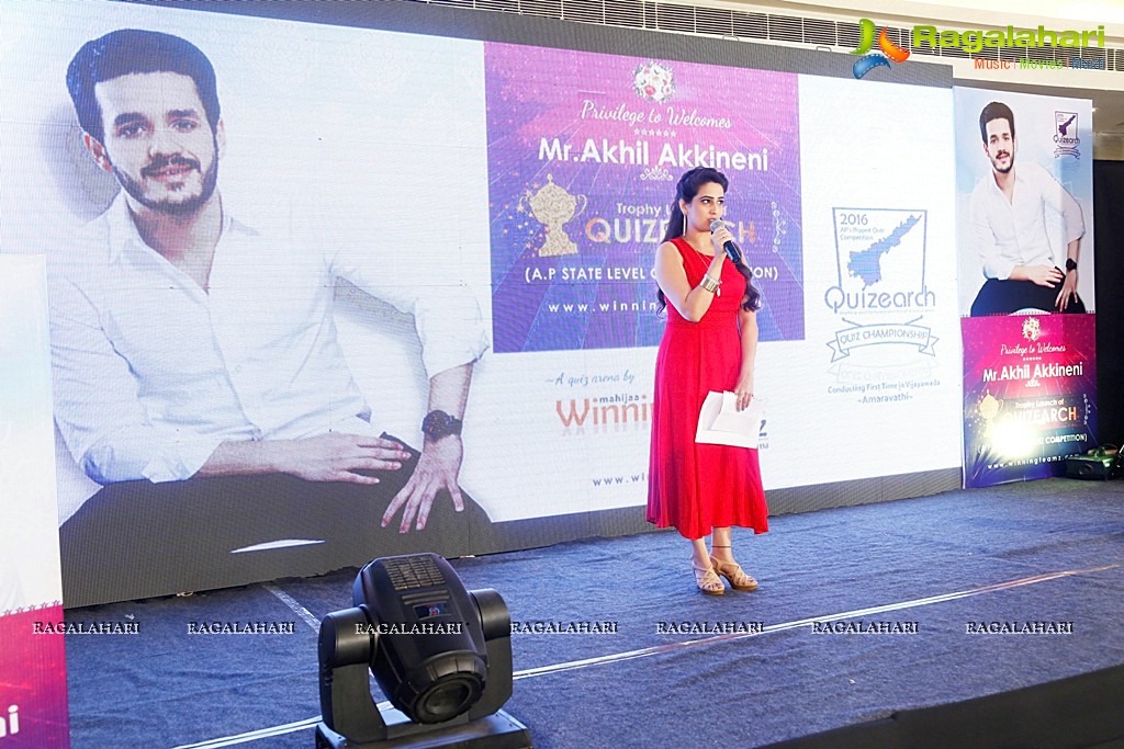 Akhil Akkineni at Trophy Launch of Quizearch, Vijayawada