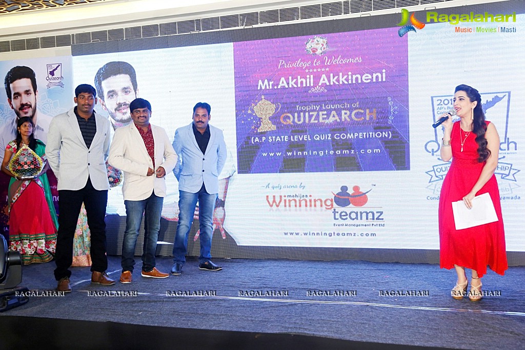 Akhil Akkineni at Trophy Launch of Quizearch, Vijayawada