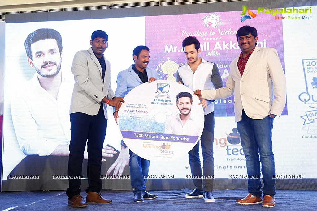 Akhil Akkineni at Trophy Launch of Quizearch, Vijayawada