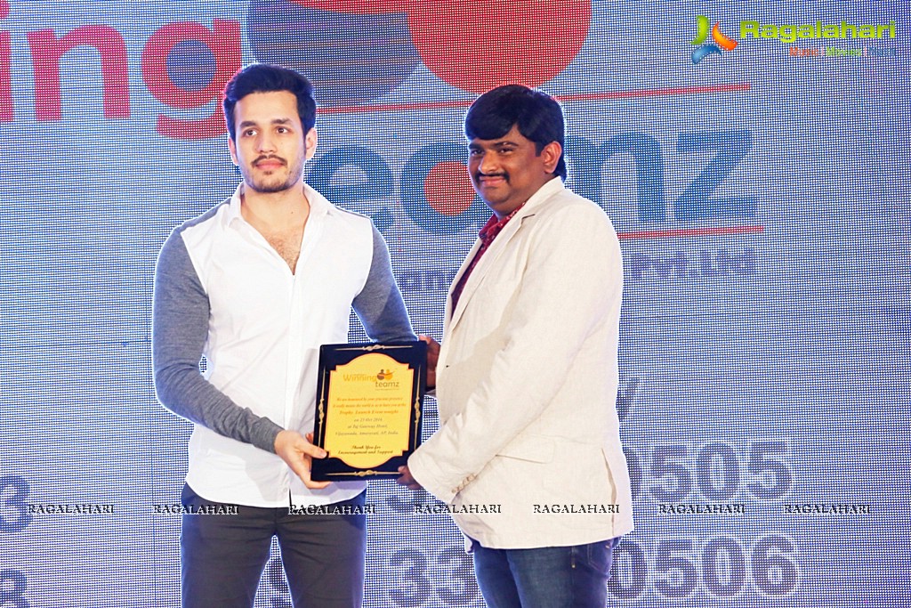 Akhil Akkineni at Trophy Launch of Quizearch, Vijayawada