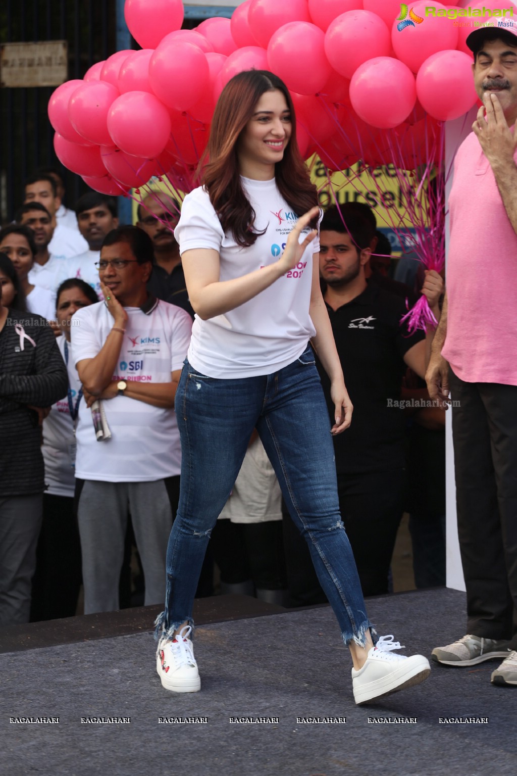 Tamannaah flags off 9th Edition of 2K Pink Ribbon Walk by UBF and KIMS at KBR Park, Hyderabad