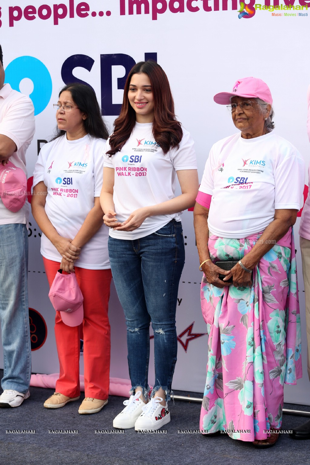 Tamannaah flags off 9th Edition of 2K Pink Ribbon Walk by UBF and KIMS at KBR Park, Hyderabad