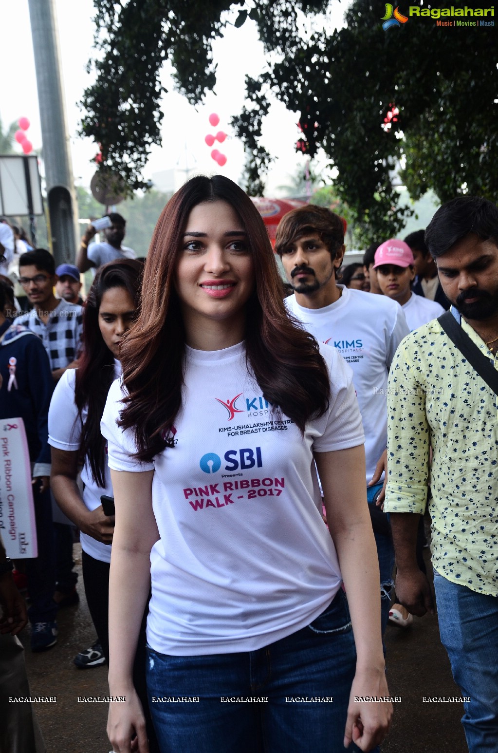 Tamannaah flags off 9th Edition of 2K Pink Ribbon Walk by UBF and KIMS at KBR Park, Hyderabad