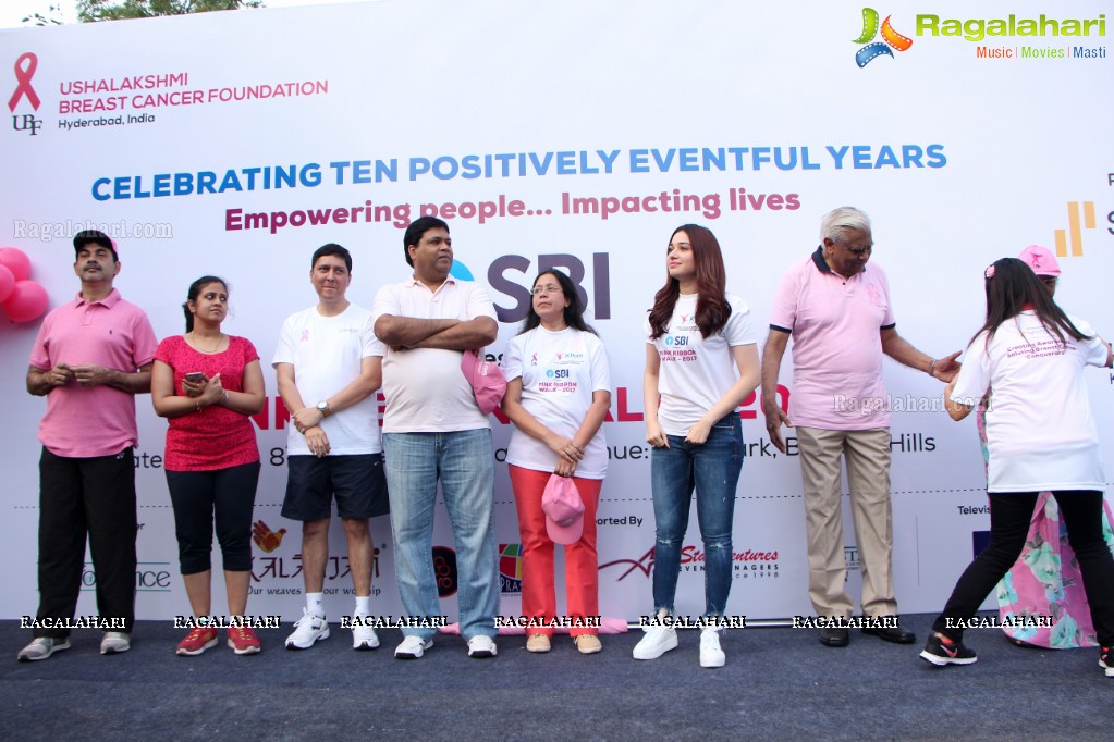 Tamannaah flags off 9th Edition of 2K Pink Ribbon Walk by UBF and KIMS at KBR Park, Hyderabad