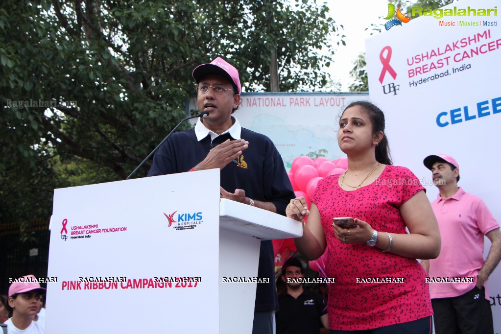 Tamannaah flags off 9th Edition of 2K Pink Ribbon Walk by UBF and KIMS at KBR Park, Hyderabad