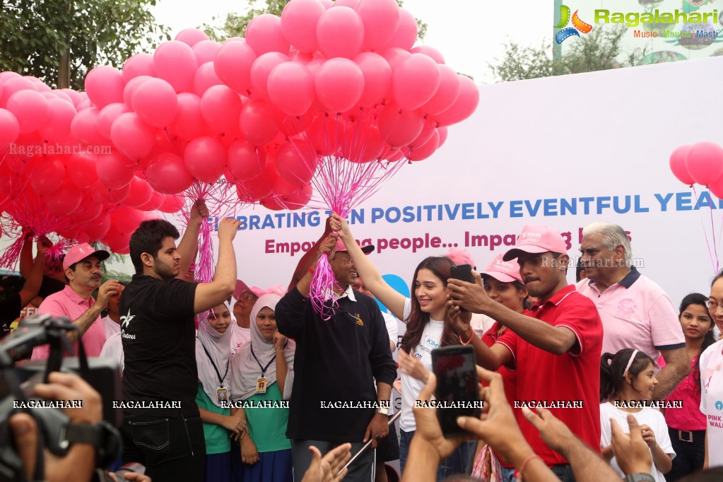 Tamannaah flags off 9th Edition of 2K Pink Ribbon Walk by UBF and KIMS at KBR Park, Hyderabad