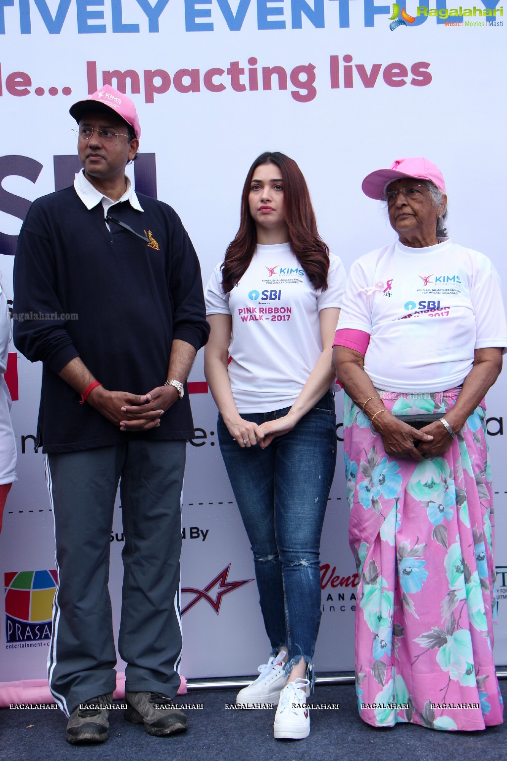 Tamannaah flags off 9th Edition of 2K Pink Ribbon Walk by UBF and KIMS at KBR Park, Hyderabad