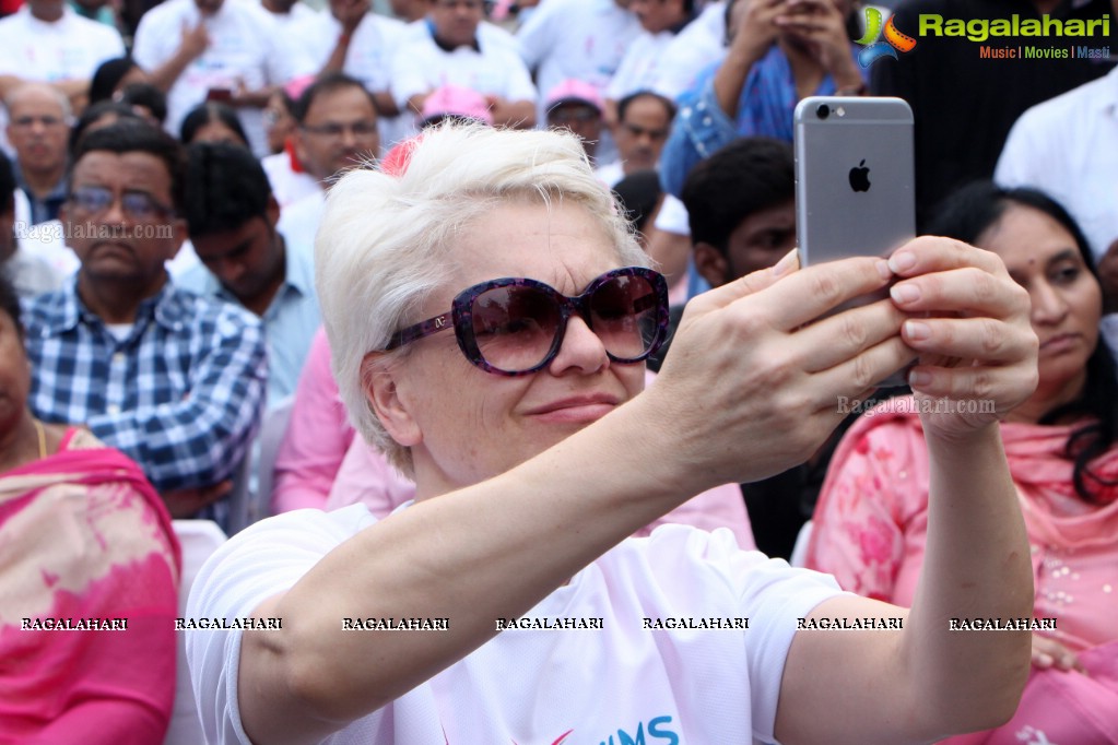 Tamannaah flags off 9th Edition of 2K Pink Ribbon Walk by UBF and KIMS at KBR Park, Hyderabad