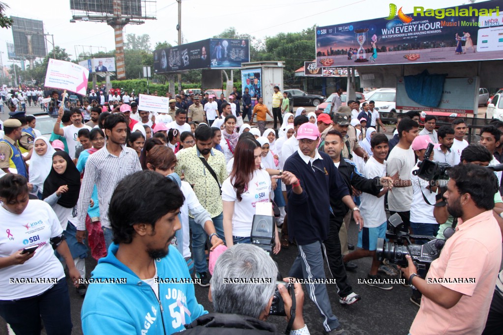 Tamannaah flags off 9th Edition of 2K Pink Ribbon Walk by UBF and KIMS at KBR Park, Hyderabad