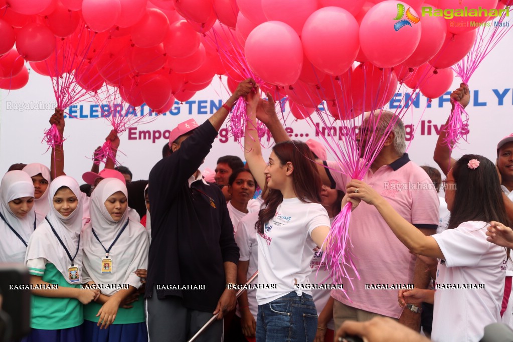 Tamannaah flags off 9th Edition of 2K Pink Ribbon Walk by UBF and KIMS at KBR Park, Hyderabad