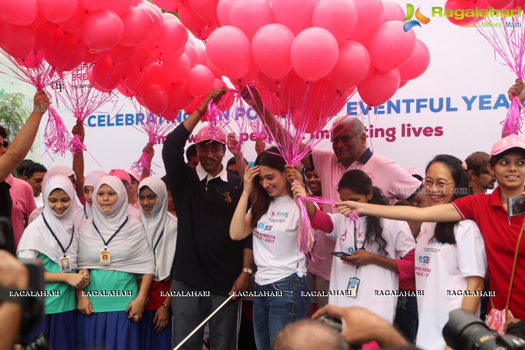 Tamannaah flags off 9th Edition of 2K Pink Ribbon Walk by UBF and KIMS at KBR Park, Hyderabad