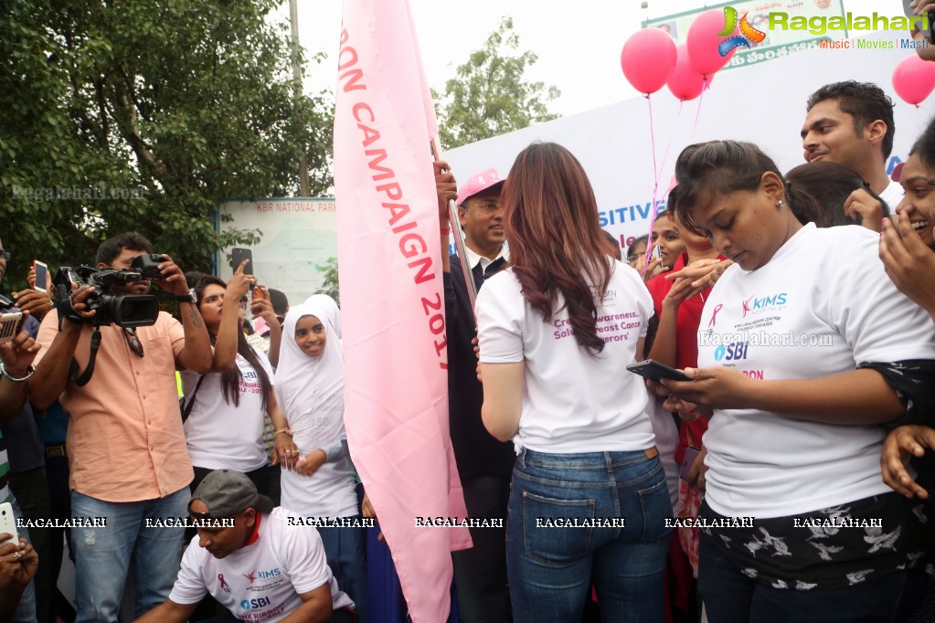 Tamannaah flags off 9th Edition of 2K Pink Ribbon Walk by UBF and KIMS at KBR Park, Hyderabad