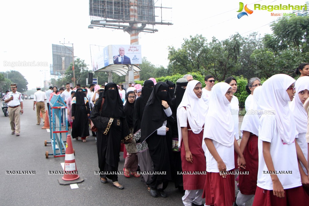 Tamannaah flags off 9th Edition of 2K Pink Ribbon Walk by UBF and KIMS at KBR Park, Hyderabad