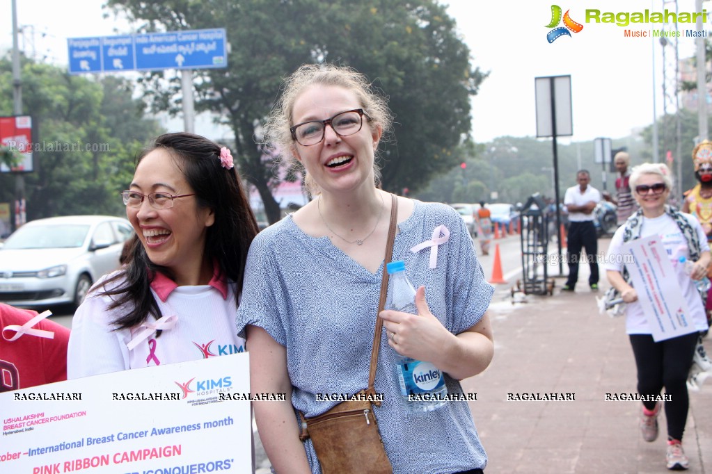 Tamannaah flags off 9th Edition of 2K Pink Ribbon Walk by UBF and KIMS at KBR Park, Hyderabad