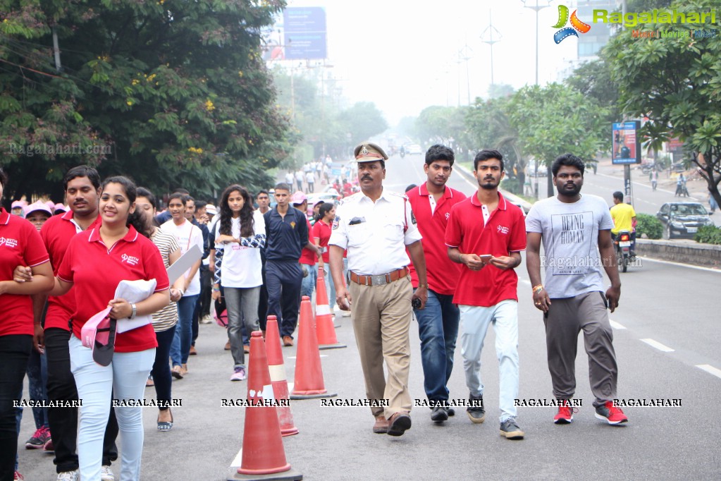 Tamannaah flags off 9th Edition of 2K Pink Ribbon Walk by UBF and KIMS at KBR Park, Hyderabad