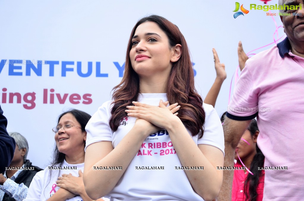 Tamannaah flags off 9th Edition of 2K Pink Ribbon Walk by UBF and KIMS at KBR Park, Hyderabad