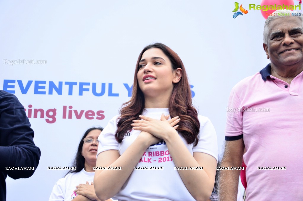 Tamannaah flags off 9th Edition of 2K Pink Ribbon Walk by UBF and KIMS at KBR Park, Hyderabad