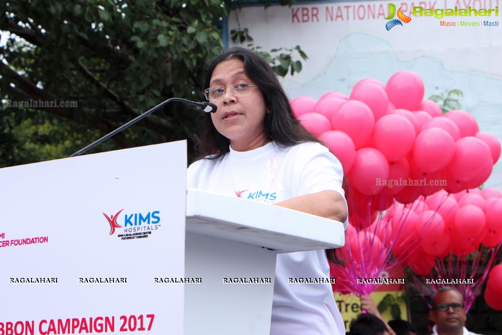 Tamannaah flags off 9th Edition of 2K Pink Ribbon Walk by UBF and KIMS at KBR Park, Hyderabad