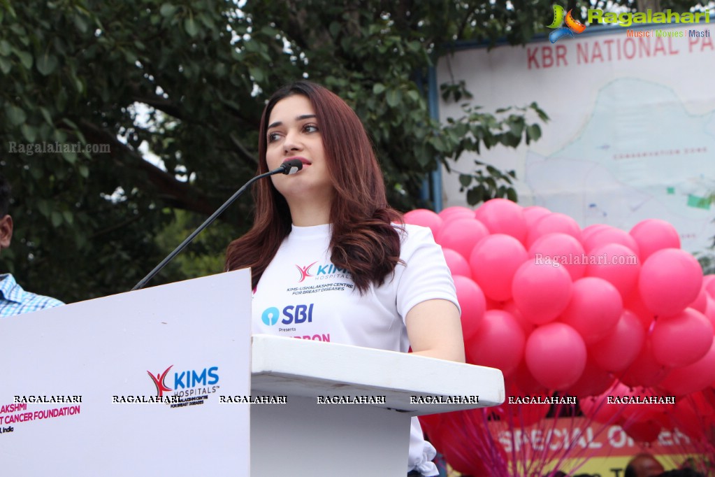 Tamannaah flags off 9th Edition of 2K Pink Ribbon Walk by UBF and KIMS at KBR Park, Hyderabad