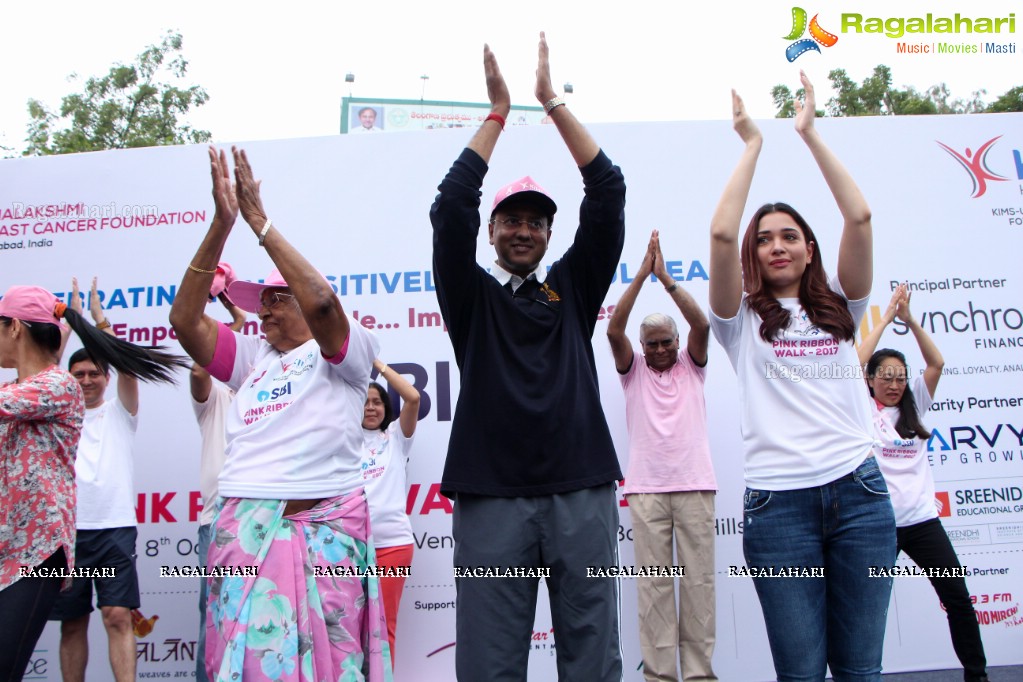 Tamannaah flags off 9th Edition of 2K Pink Ribbon Walk by UBF and KIMS at KBR Park, Hyderabad