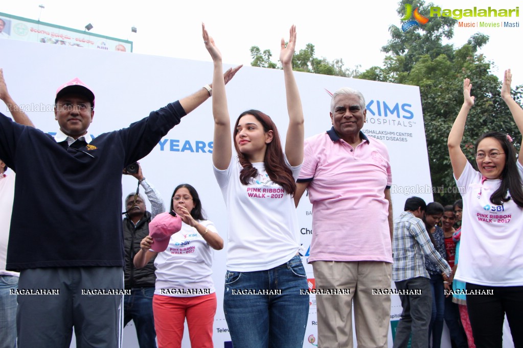 Tamannaah flags off 9th Edition of 2K Pink Ribbon Walk by UBF and KIMS at KBR Park, Hyderabad