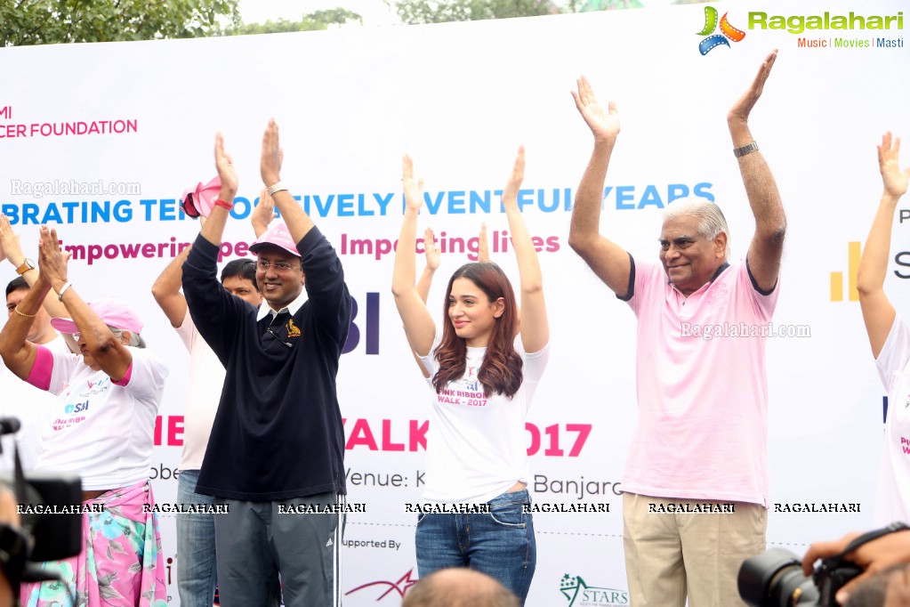 Tamannaah flags off 9th Edition of 2K Pink Ribbon Walk by UBF and KIMS at KBR Park, Hyderabad