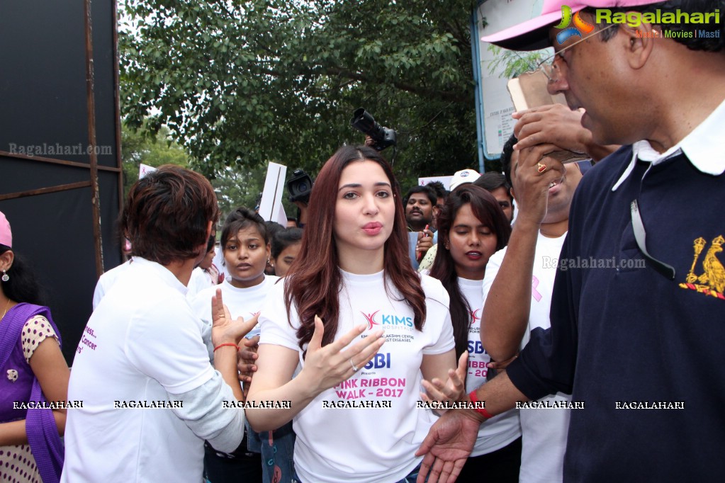 Tamannaah flags off 9th Edition of 2K Pink Ribbon Walk by UBF and KIMS at KBR Park, Hyderabad