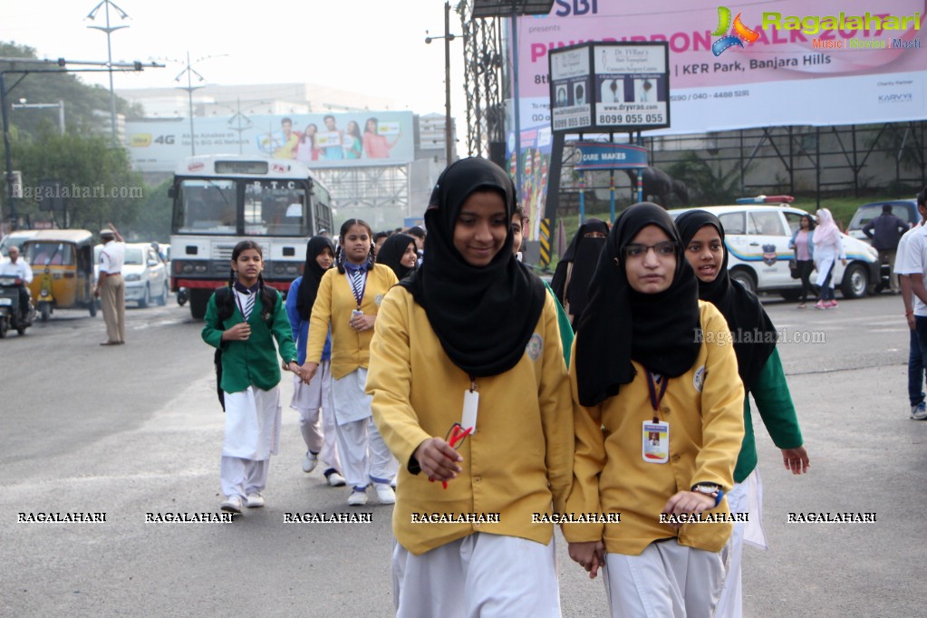 Tamannaah flags off 9th Edition of 2K Pink Ribbon Walk by UBF and KIMS at KBR Park, Hyderabad