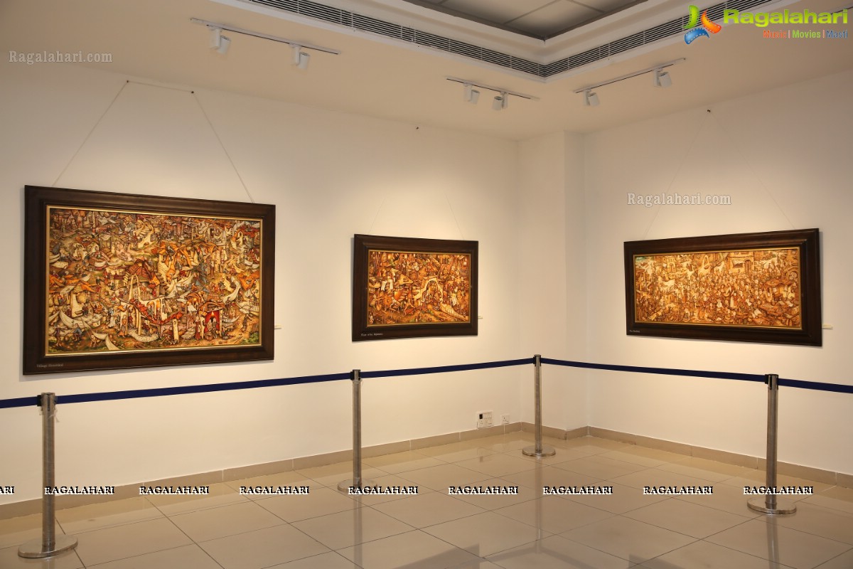 Milburn Cherian Showcasing the Artwork at State Art gallery, Hyderabad