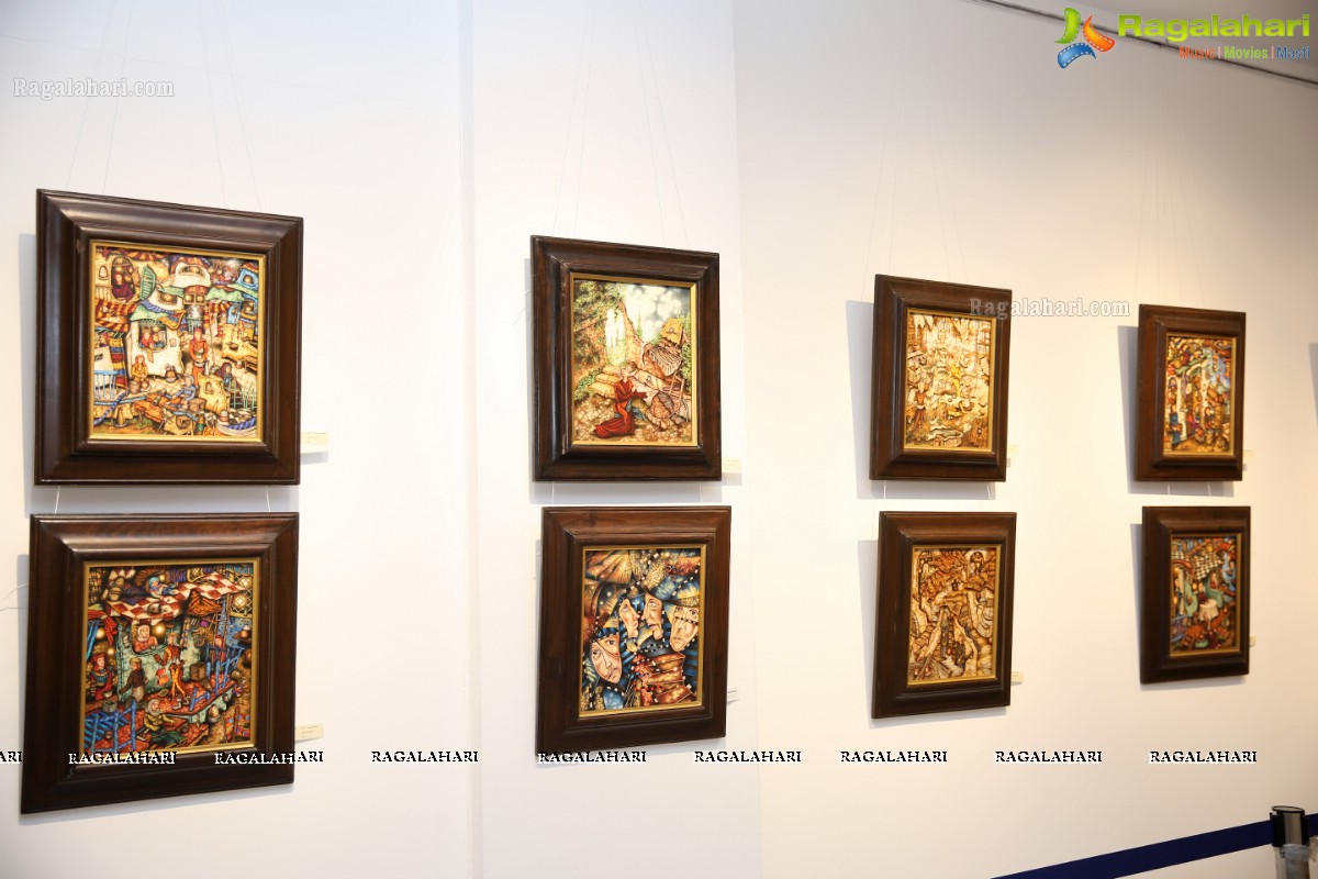 Milburn Cherian Showcasing the Artwork at State Art gallery, Hyderabad