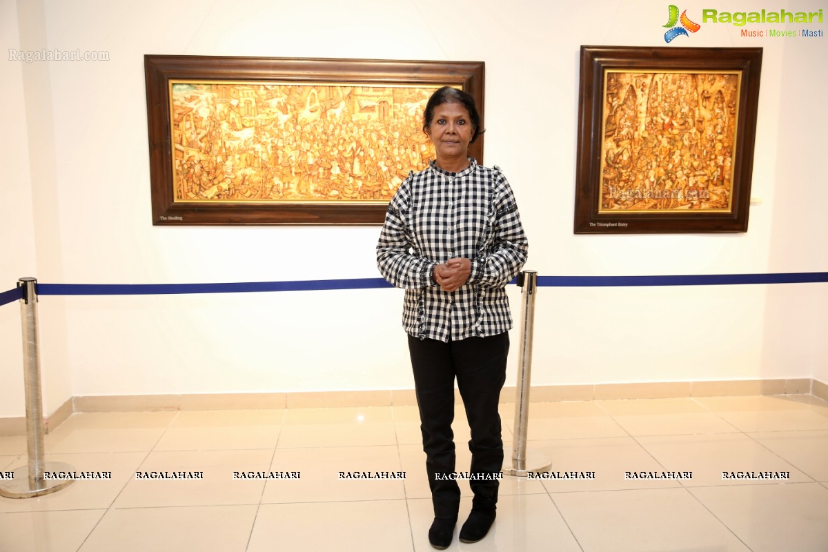 Milburn Cherian Showcasing the Artwork at State Art gallery, Hyderabad