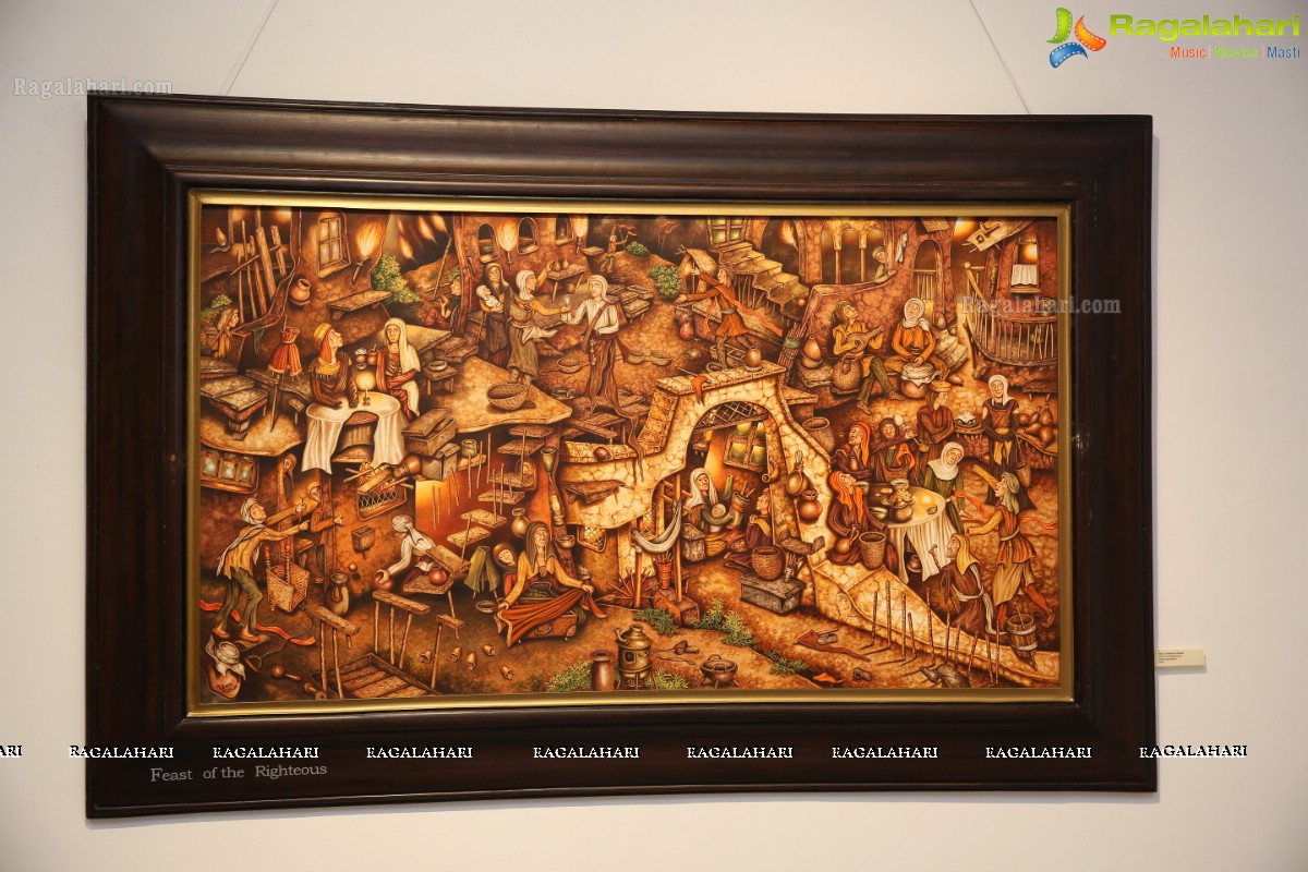 Milburn Cherian Showcasing the Artwork at State Art gallery, Hyderabad