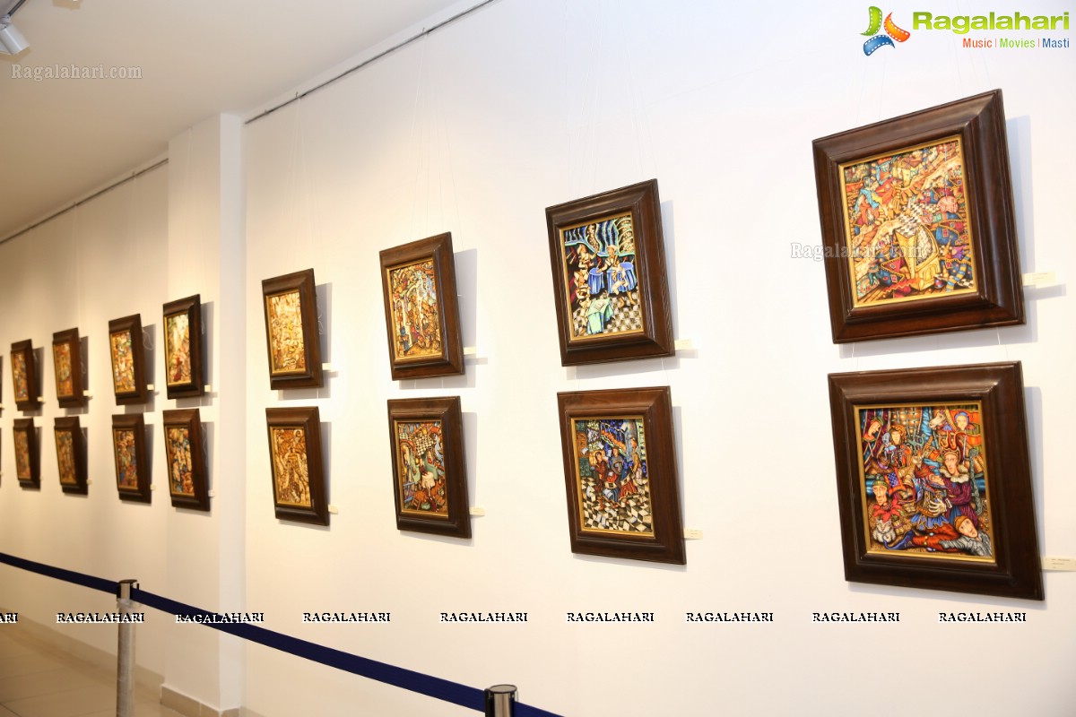 Milburn Cherian Showcasing the Artwork at State Art gallery, Hyderabad