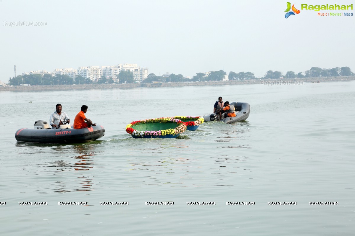 Bathukamma on Water in the Hussain Sagar by The Yacht Club of Hyderabad