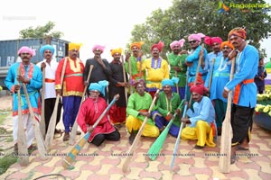 Bathukamma on Water in the Hussain Sagar